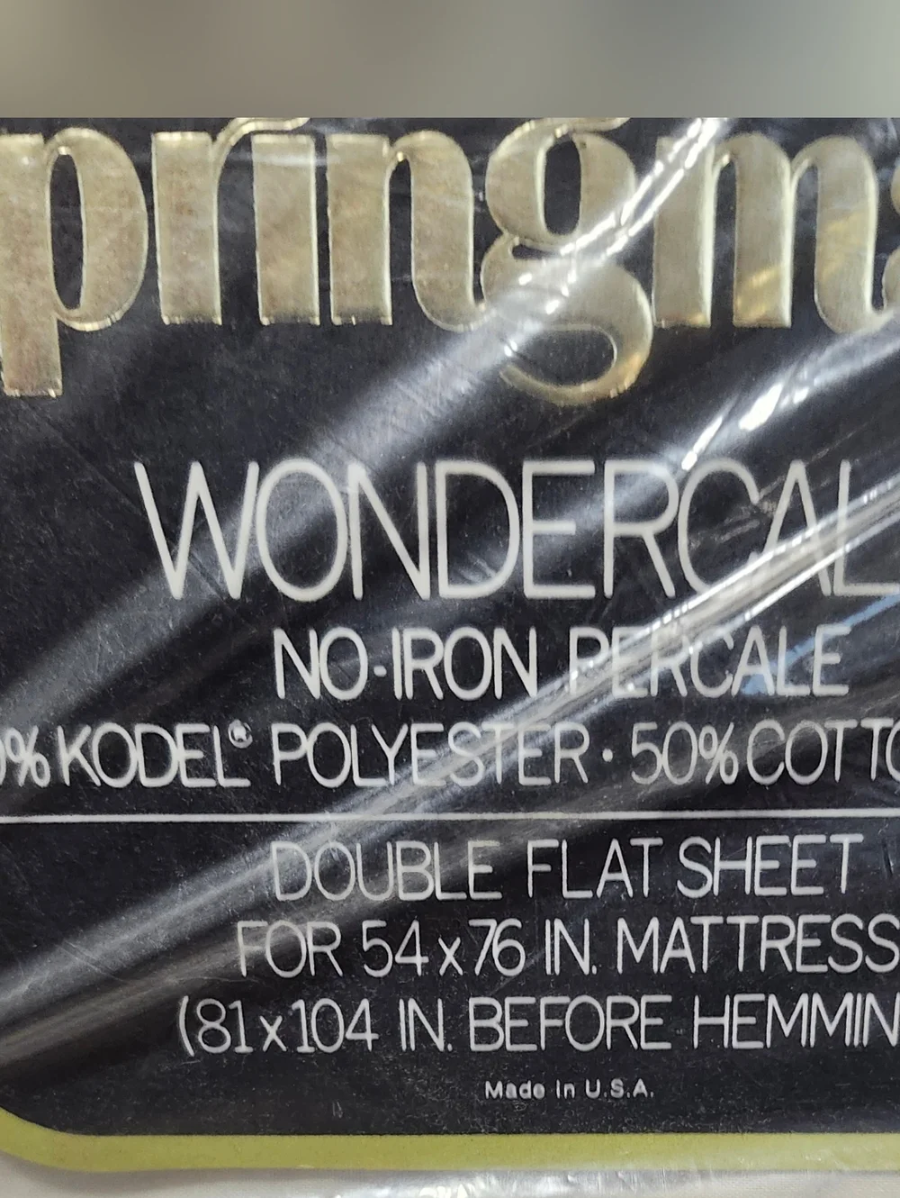 Vintage Springmaid Wondercale No-Iron Percale Double Flat Sheet - Cream- Full‎